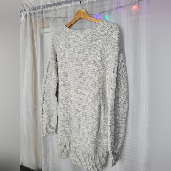 Apt 9 Sweater Cable Knit Womens Size Large Gray Oversized Cozy Long Sleeves - Picture 5 of 8